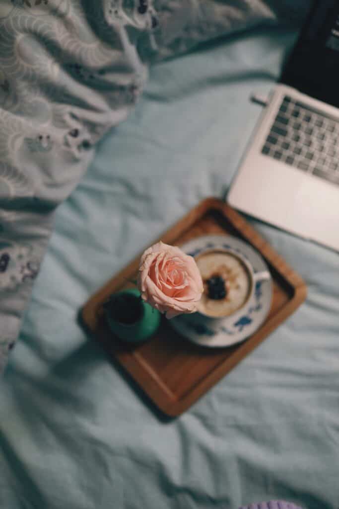 Laptop and flowers